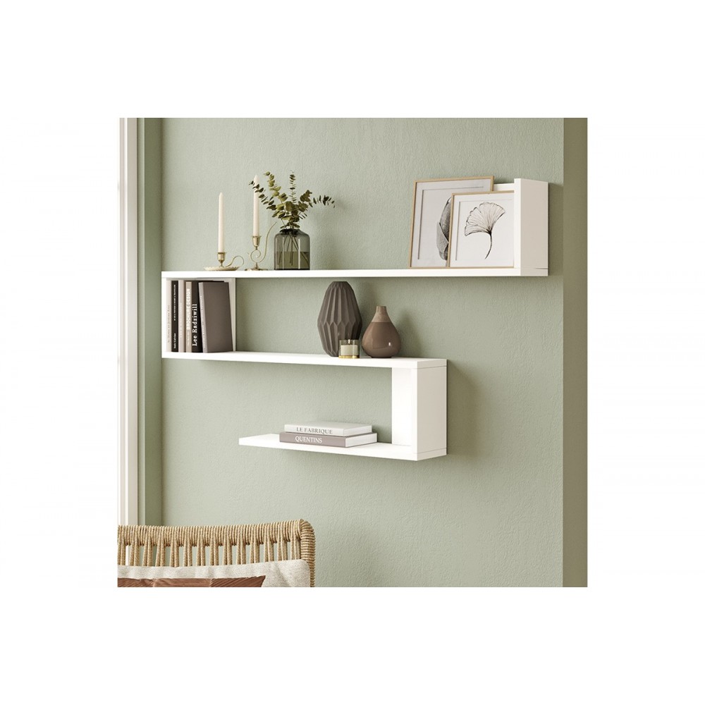 Ραφιέρα τοίχου "BELINDA" σε λευκό χρώμα 120x14.5x71.4