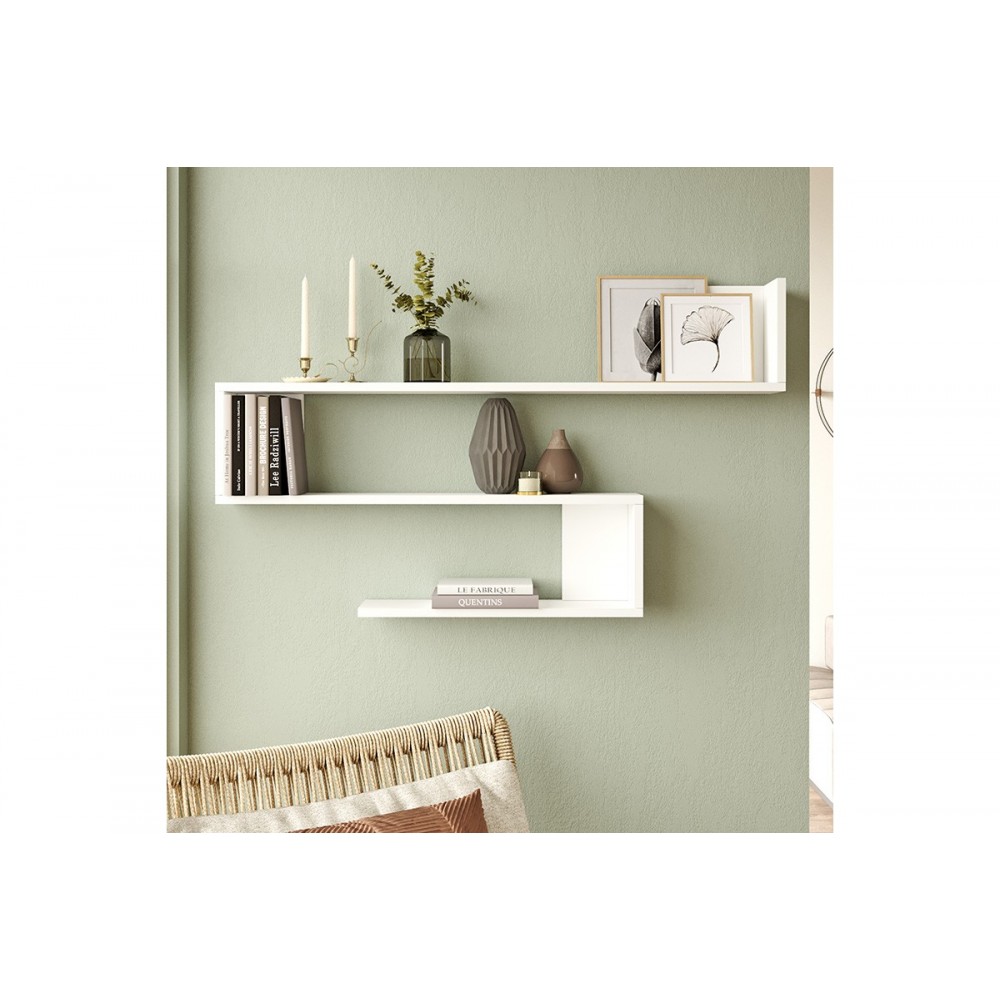 Ραφιέρα τοίχου "BELINDA" σε λευκό χρώμα 120x14.5x71.4