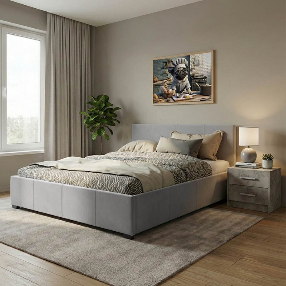 Κρεβάτι "NORSE" από τεχνόδερμα σε γκρι χρώμα 160x200