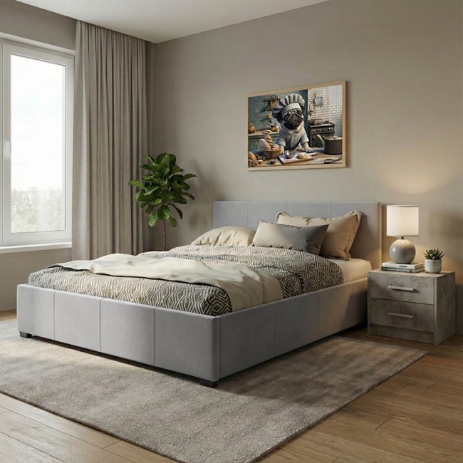 Κρεβάτι "NORSE" από τεχνόδερμα σε γκρι χρώμα 160x200