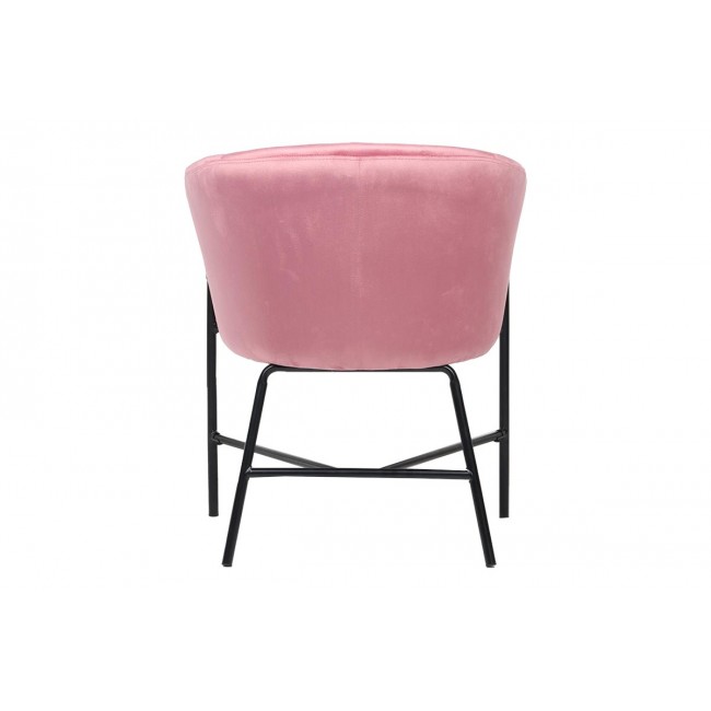 Πολυθρόνα "JULIA" από βελούδο-μέταλλο σε ροζ-μαύρο χρώμα 61x57x74