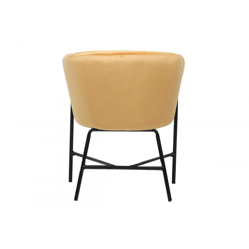 Πολυθρόνα "JULIA" από βελούδο-μέταλλο σε κίτρινο-μαύρο χρώμα 61x57x74