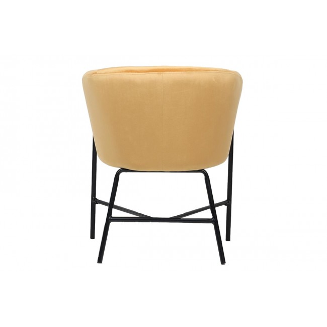 Πολυθρόνα "JULIA" από βελούδο-μέταλλο σε κίτρινο-μαύρο χρώμα 61x57x74