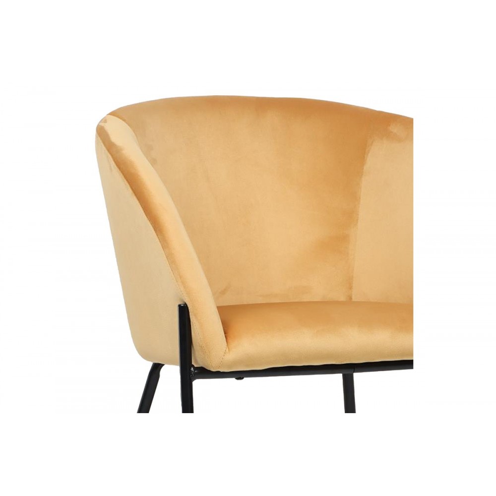 Πολυθρόνα "JULIA" από βελούδο-μέταλλο σε κίτρινο-μαύρο χρώμα 61x57x74