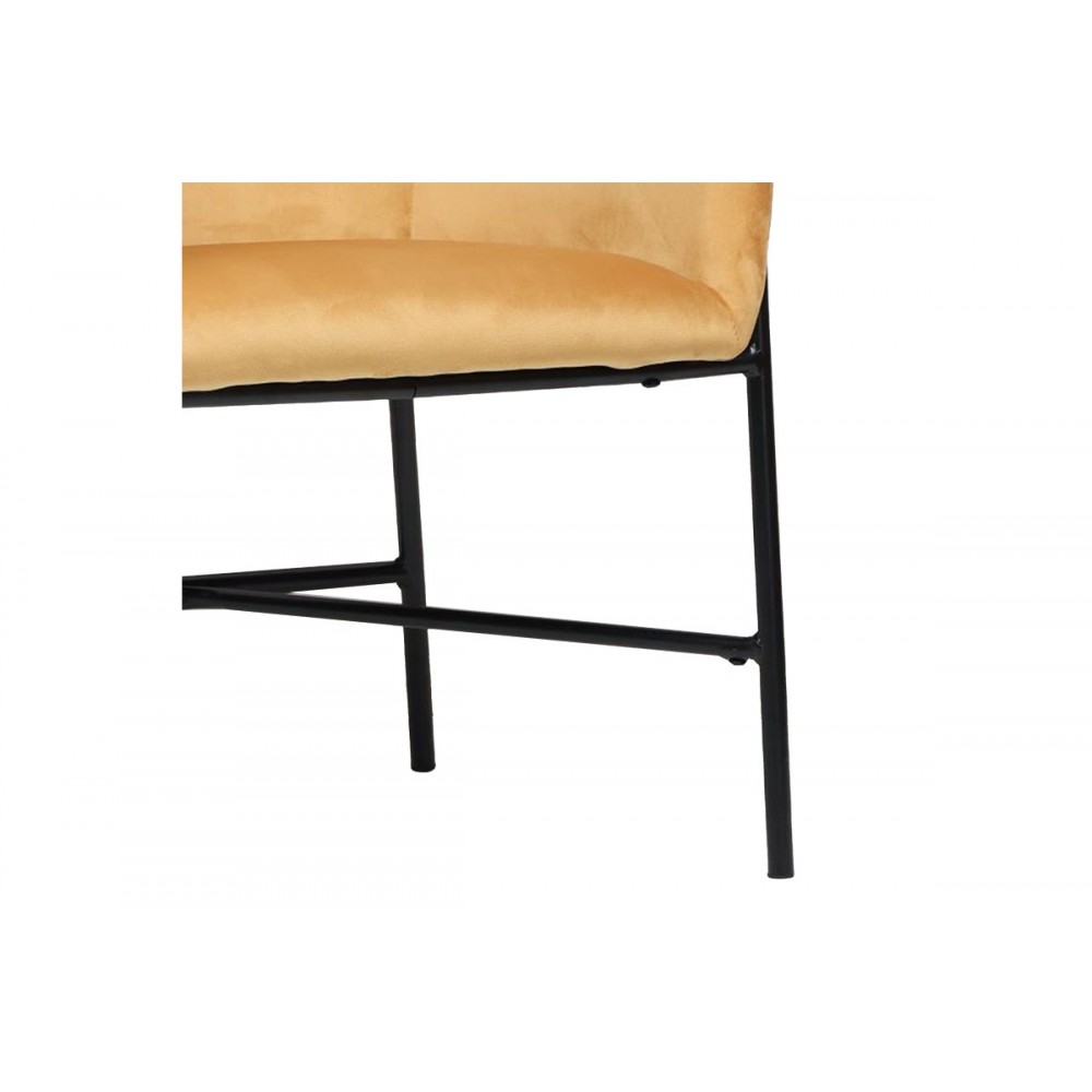 Πολυθρόνα "JULIA" από βελούδο-μέταλλο σε κίτρινο-μαύρο χρώμα 61x57x74