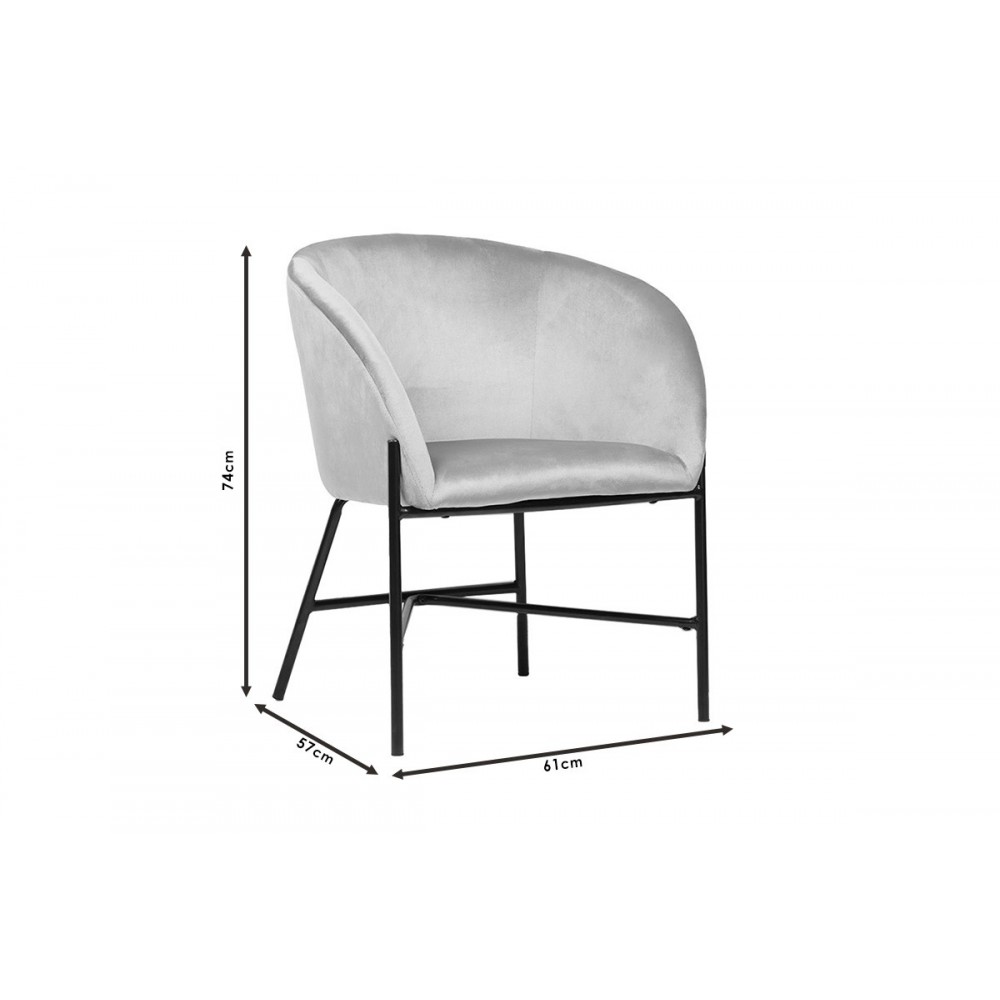 Πολυθρόνα "JULIA" από βελούδο-μέταλλο σε κίτρινο-μαύρο χρώμα 61x57x74