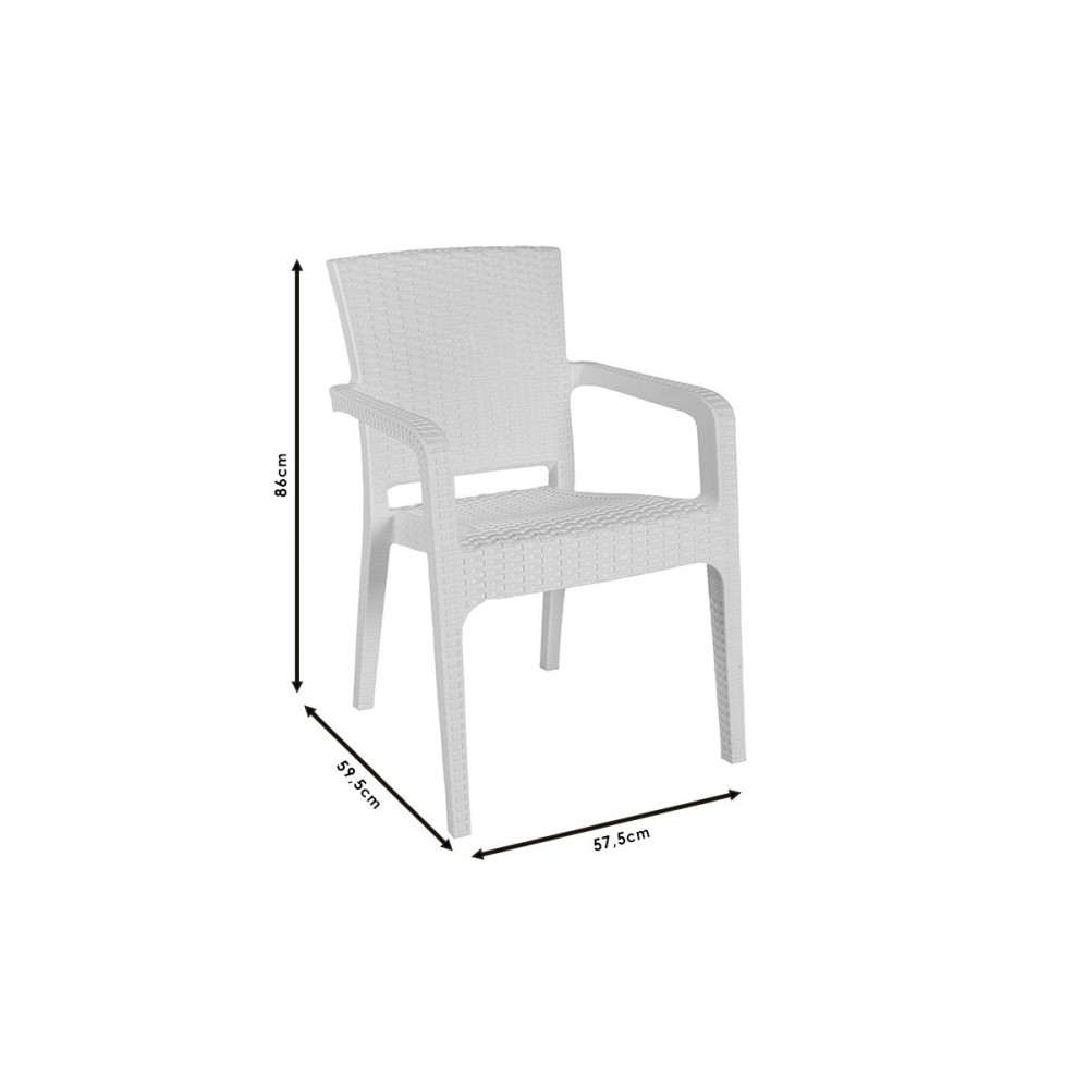 Πολυθρόνα εξωτερικού χώρου "HALCYON" από PP σε λευκό χρώμα 57,5x59,5x86