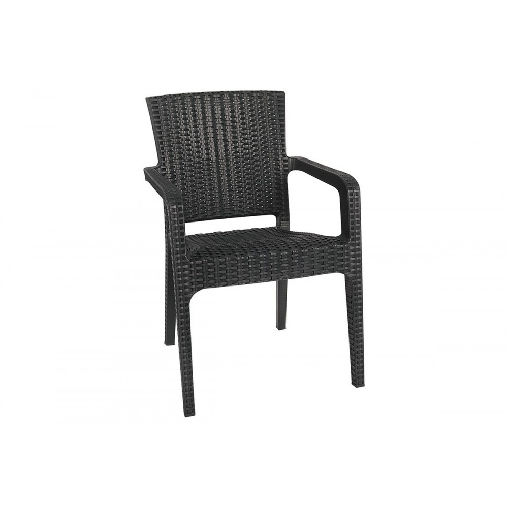 Πολυθρόνα εξωτερικού χώρου "HALCYON" από PP σε ανθρακί χρώμα 57,5x59,5x86