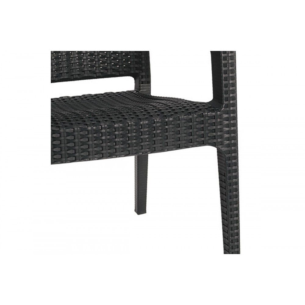 Πολυθρόνα εξωτερικού χώρου "HALCYON" από PP σε ανθρακί χρώμα 57,5x59,5x86