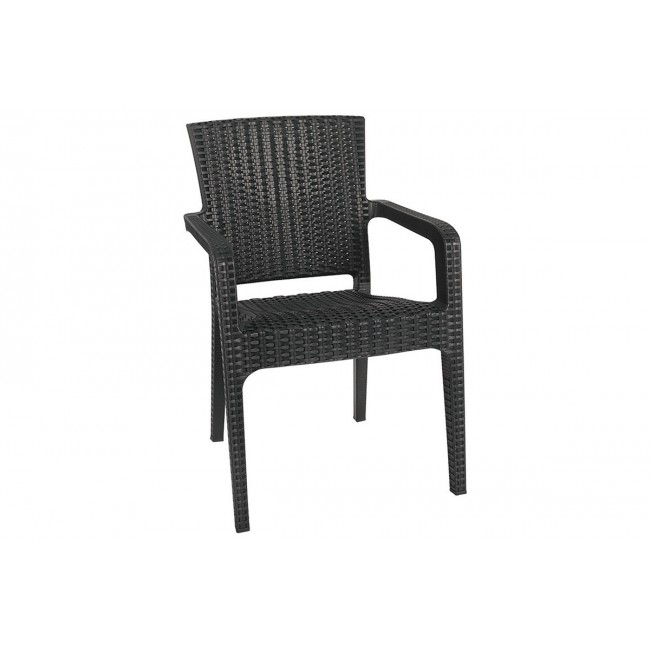 Πολυθρόνα εξωτερικού χώρου "HALCYON" από PP σε ανθρακί χρώμα 57,5x59,5x86