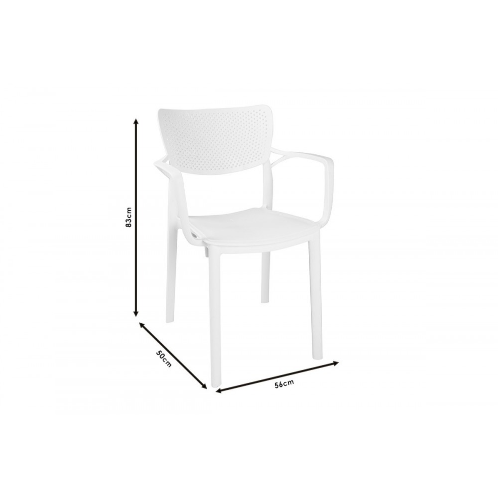 Πολυθρόνα εξωτερικού χώρου "FRONTLINE" από PP σε λευκό χρώμα 56x50x83