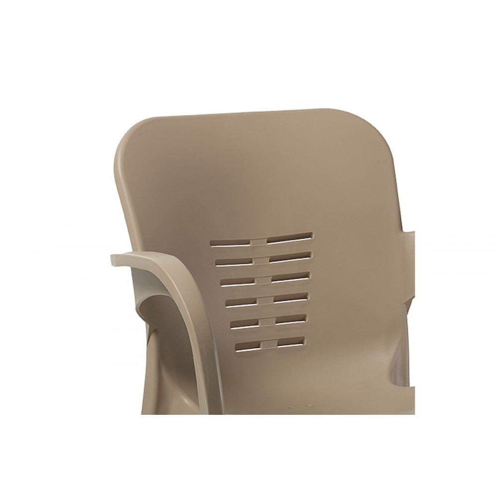 Πολυθρόνα εξωτερικού χώρου "FEAST" από PP-αλουμίνιο σε καπουτσίνο-γκρι χρώμα 59x58x81