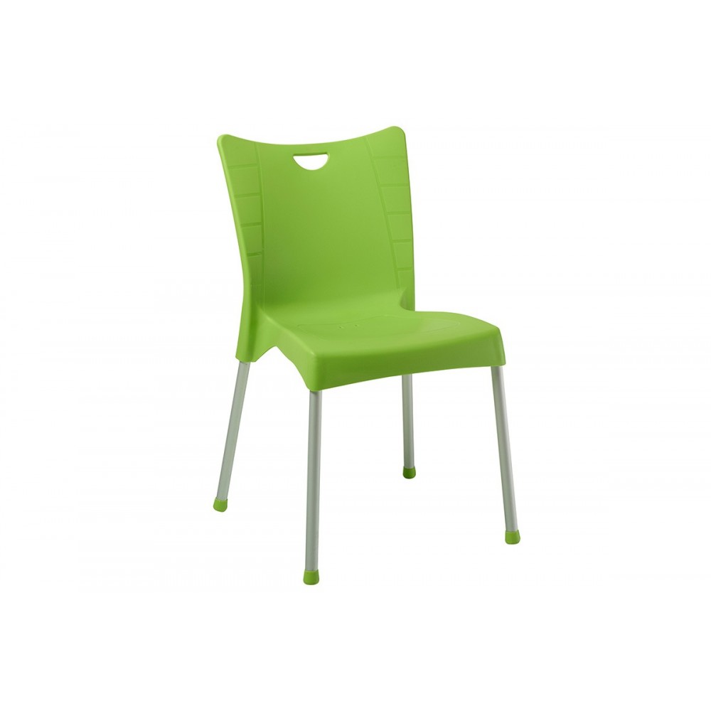 Καρέκλα εξωτερικού χώρου "CRAFTED" από PP-αλουμίνιο σε πράσινο-γκρι χρώμα 50x55x83