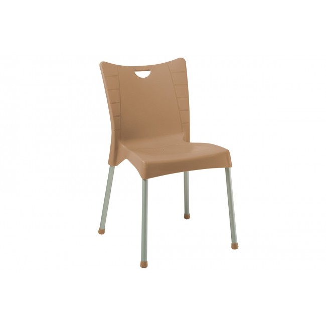 Καρέκλα εξωτερικού χώρου "CRAFTED" από PP-αλουμίνιο σε καπουτσίνο-γκρι χρώμα 50x55x83
