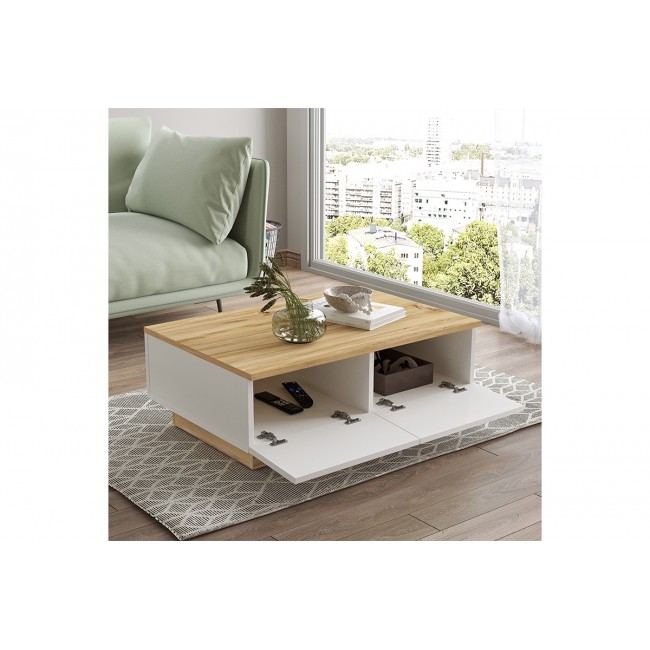 Τραπέζι σαλονιού "THUNDER" σε χρώμα σονόμα-λευκό 90x60x31.5