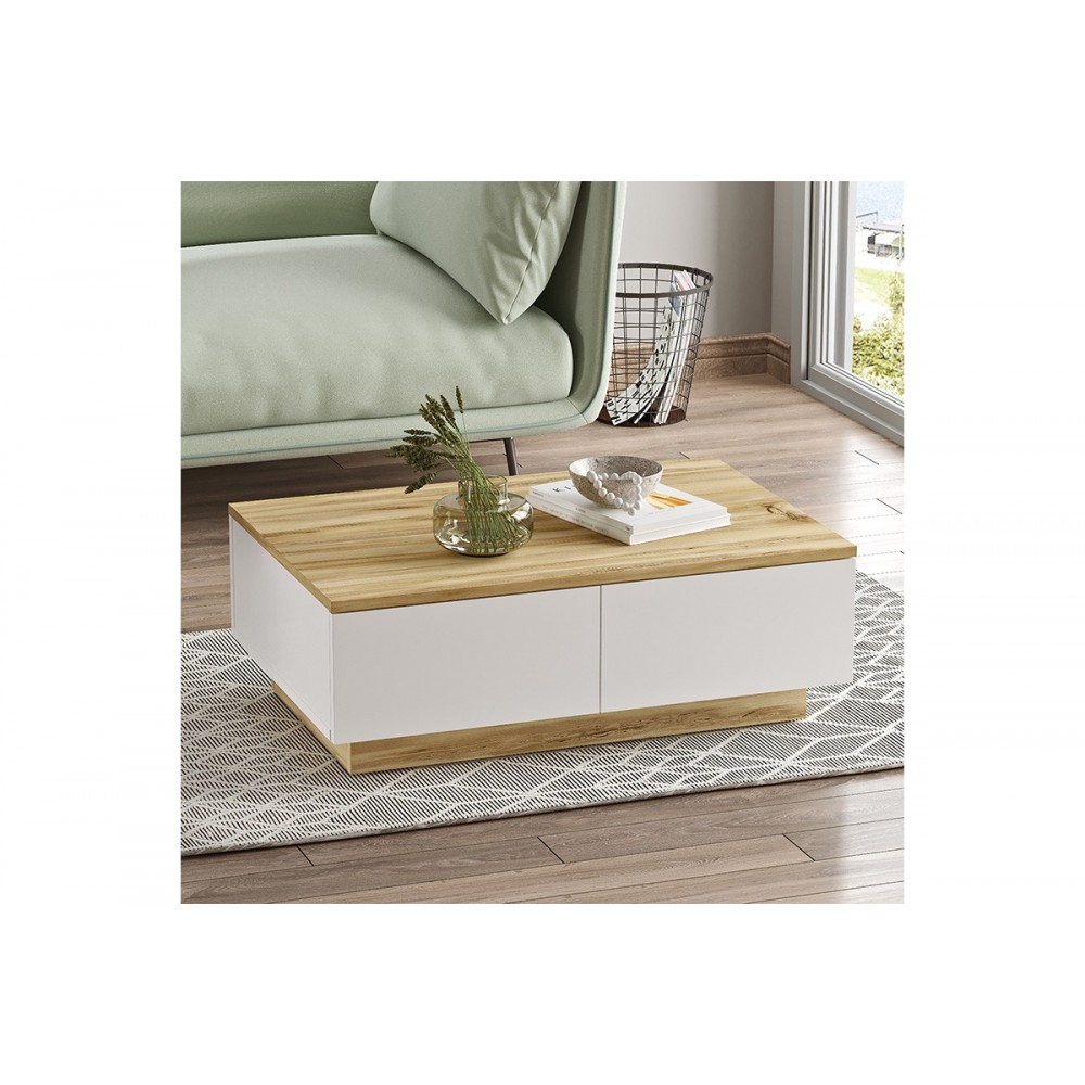 Τραπέζι σαλονιού "THUNDER" σε χρώμα σονόμα-λευκό 90x60x31.5