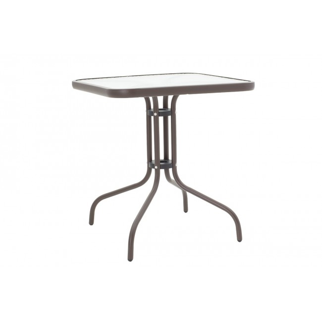 Τραπέζι εξωτερικού χώρου "WATSON" από μέταλλο-γυαλί σε καφέ χρώμα 70x70x70
