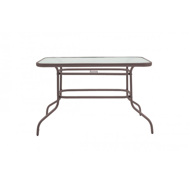 Τραπέζι εξωτερικού χώρου "VALOR" από μέταλλο-γυαλί σε καφέ χρώμα 110x60x70