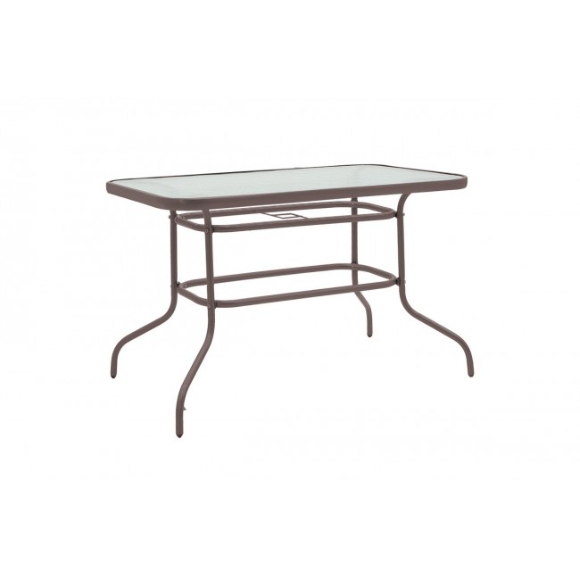 Τραπέζι εξωτερικού χώρου "VALOR" από μέταλλο-γυαλί σε καφέ χρώμα 110x60x70