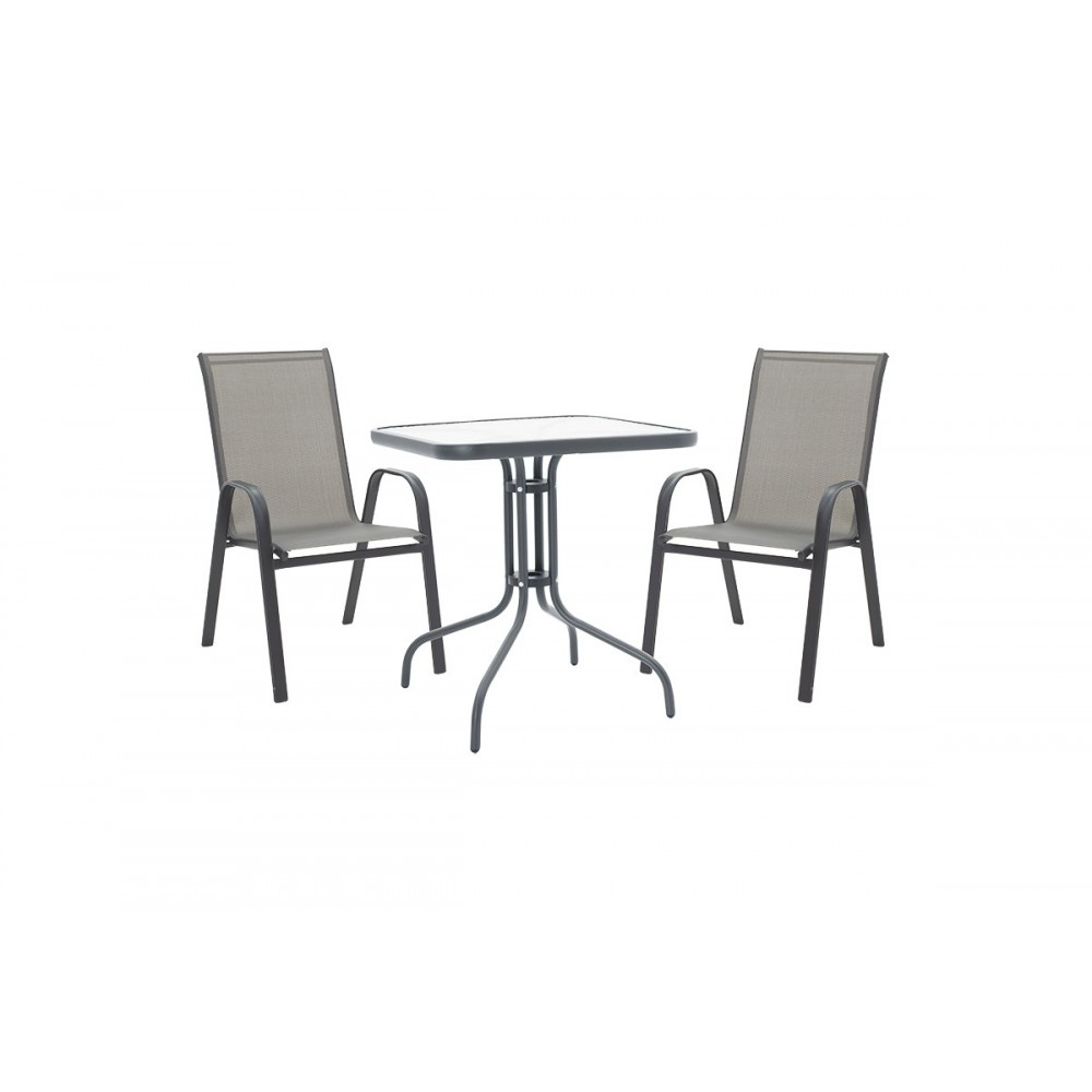 Τραπεζαρία κήπου "WATSON-CALAN" από μέταλλο-ύφασμα σε ανθρακί χρώμα 70x70x70