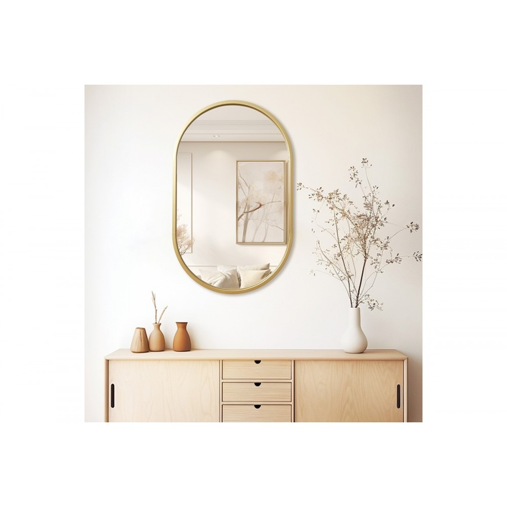 Καθρέπτης "ELLIPSE" από μέταλλο σε χρώμα χρυσό 50x2x80