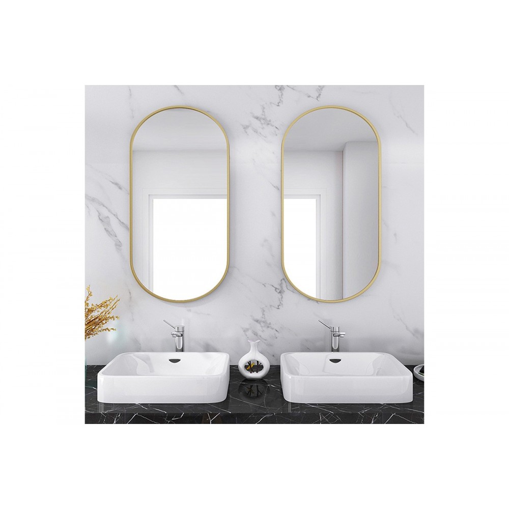 Καθρέπτης "ELLIPSE" από μέταλλο σε χρώμα χρυσό 50x2x80