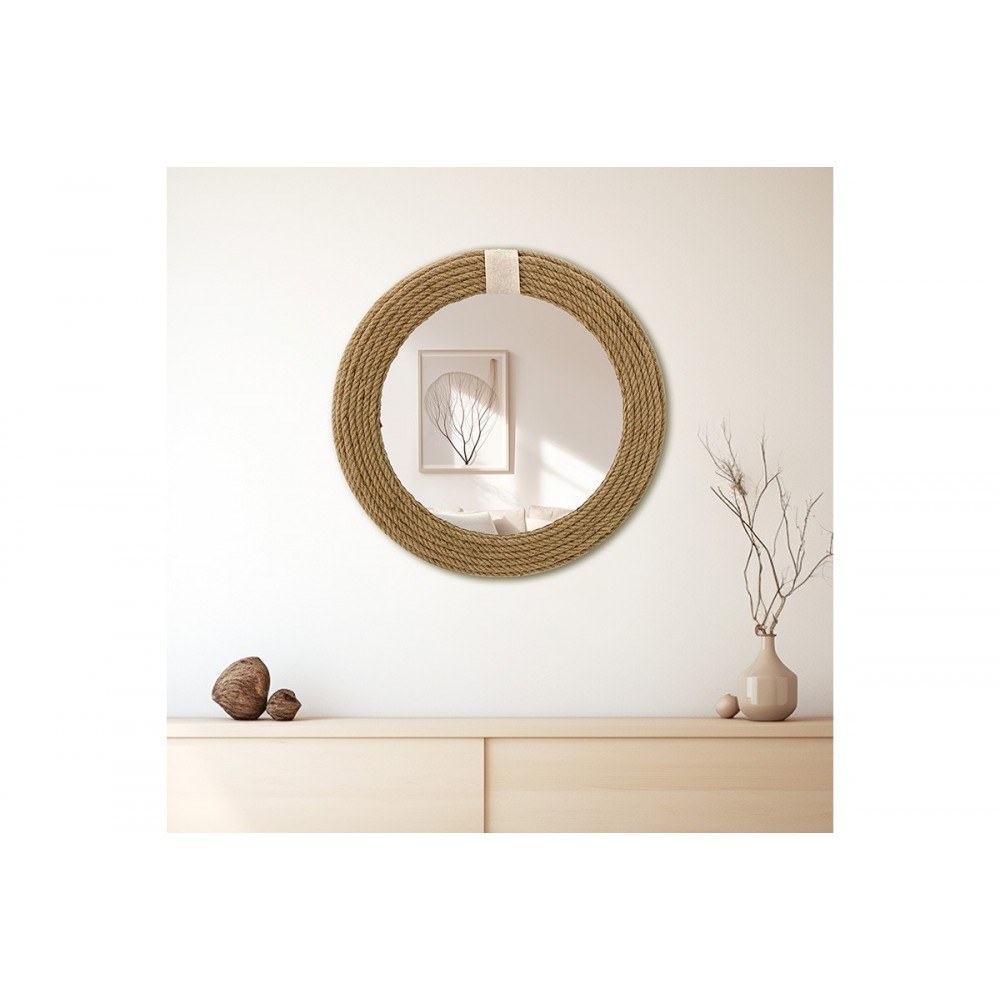 Καθρέπτης "ROPE" από σχοινί σε χρώμα φυσικό 60x2x60