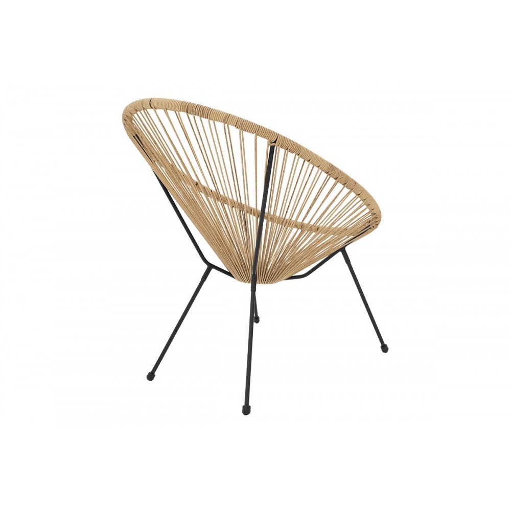 Πολυθρόνα κήπου "ACAPULCO" από μέταλλο-PE σε χρώμα μαύρο-φυσικό 72x77x85