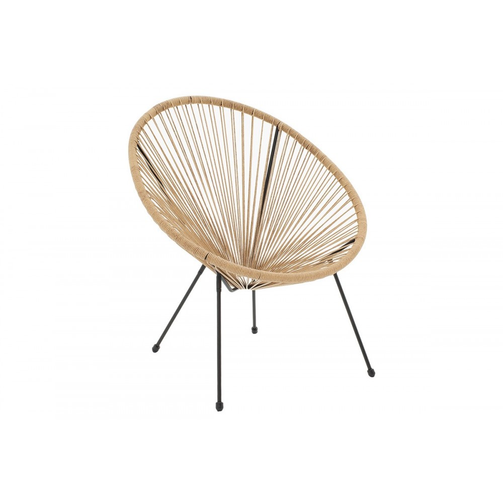 Πολυθρόνα κήπου "ACAPULCO" από μέταλλο-PE σε χρώμα μαύρο-φυσικό 72x77x85