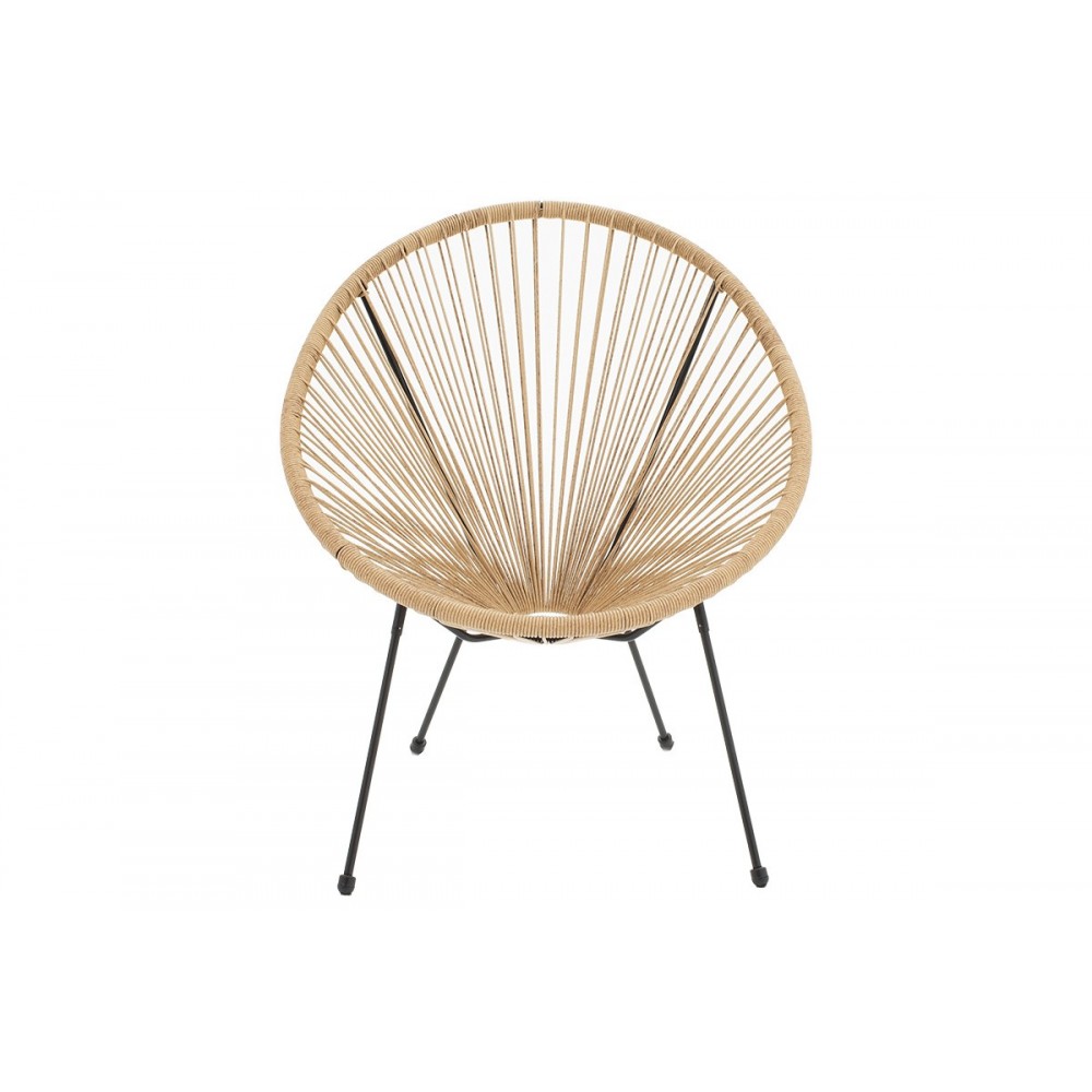 Πολυθρόνα κήπου "ACAPULCO" από μέταλλο-PE σε χρώμα μαύρο-φυσικό 72x77x85