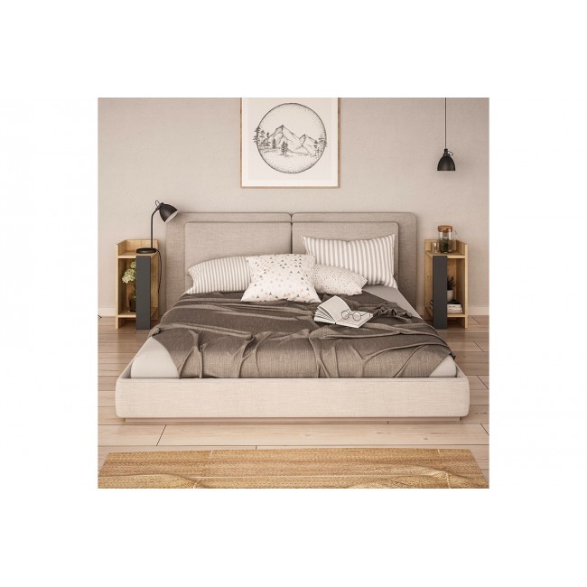 Κομοδίνο "IMMERSE" σετ 2τεμ σε δρυς-ανθρακί χρώμα 27x25x60