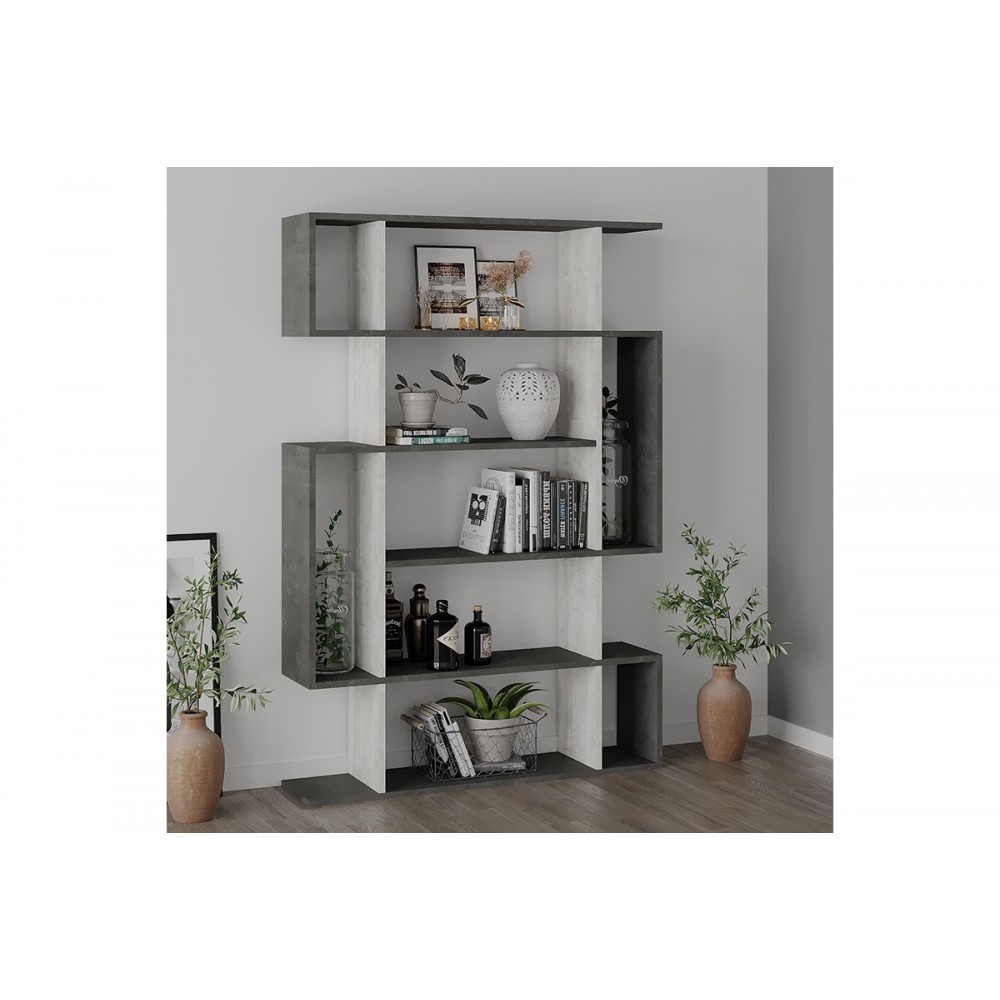 Βιβλιοθήκη "MITO" σε χρώμα γκρι/λευκό 108.5x25.5x161