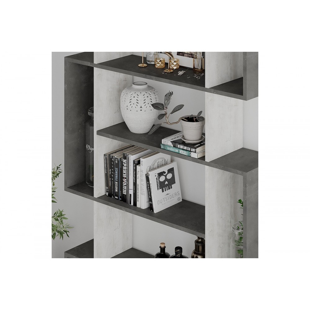 Βιβλιοθήκη "MITO" σε χρώμα γκρι/λευκό 108.5x25.5x161