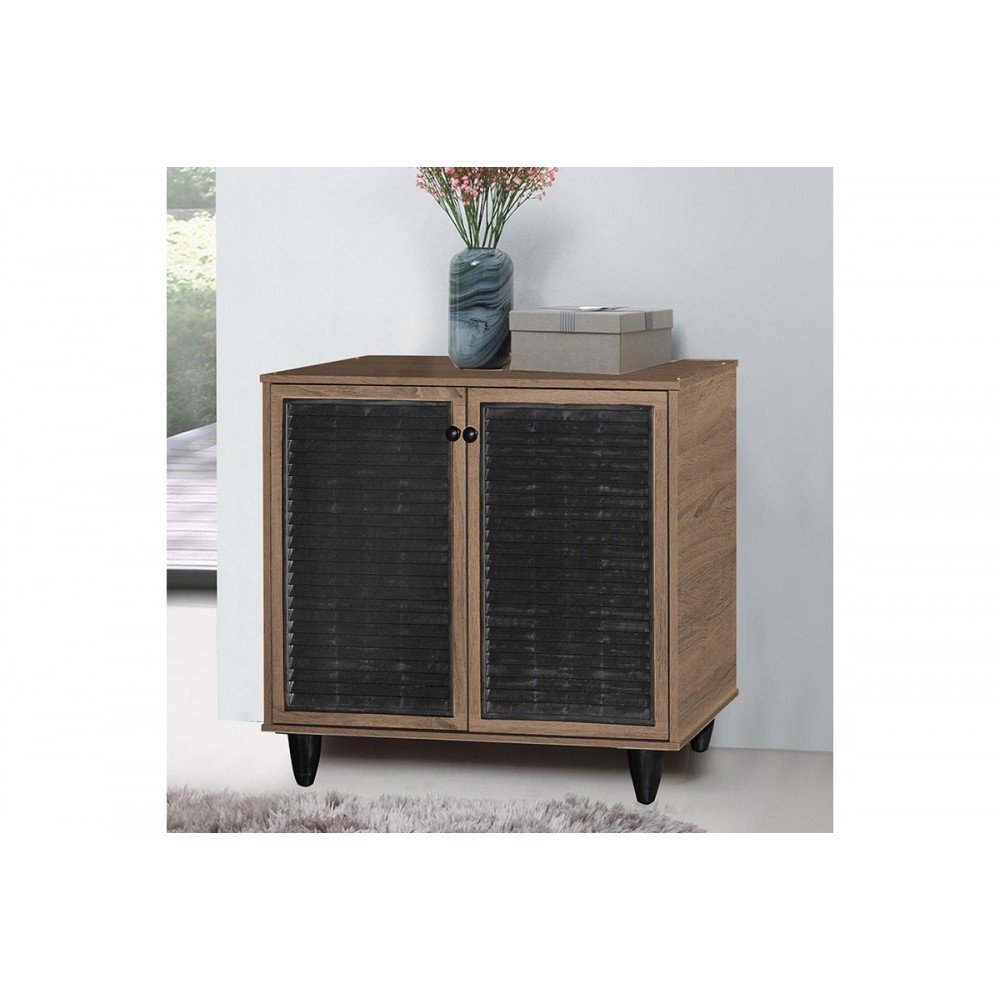 Παπουτσοθήκη "RONAN" σε χρώμα καρυδί/μαύρο 70.5x35x66