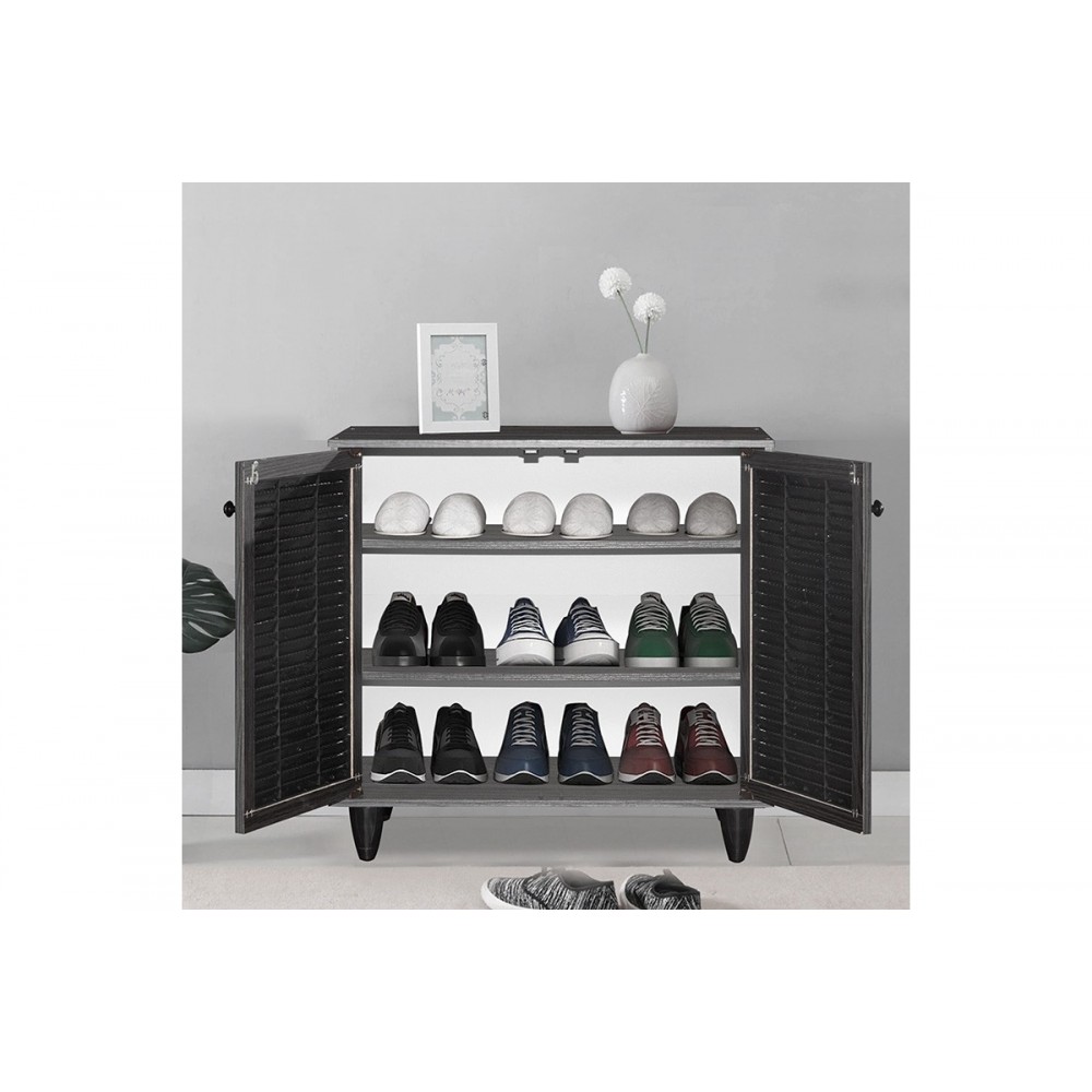 Παπουτσοθήκη "RONAN" σε χρώμα βέγγε/μαύρο 70.5x35x66