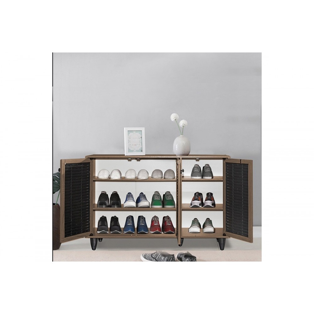 Παπουτσοθήκη "RONAN" σε χρώμα καρυδί/μαύρο 105x35x66