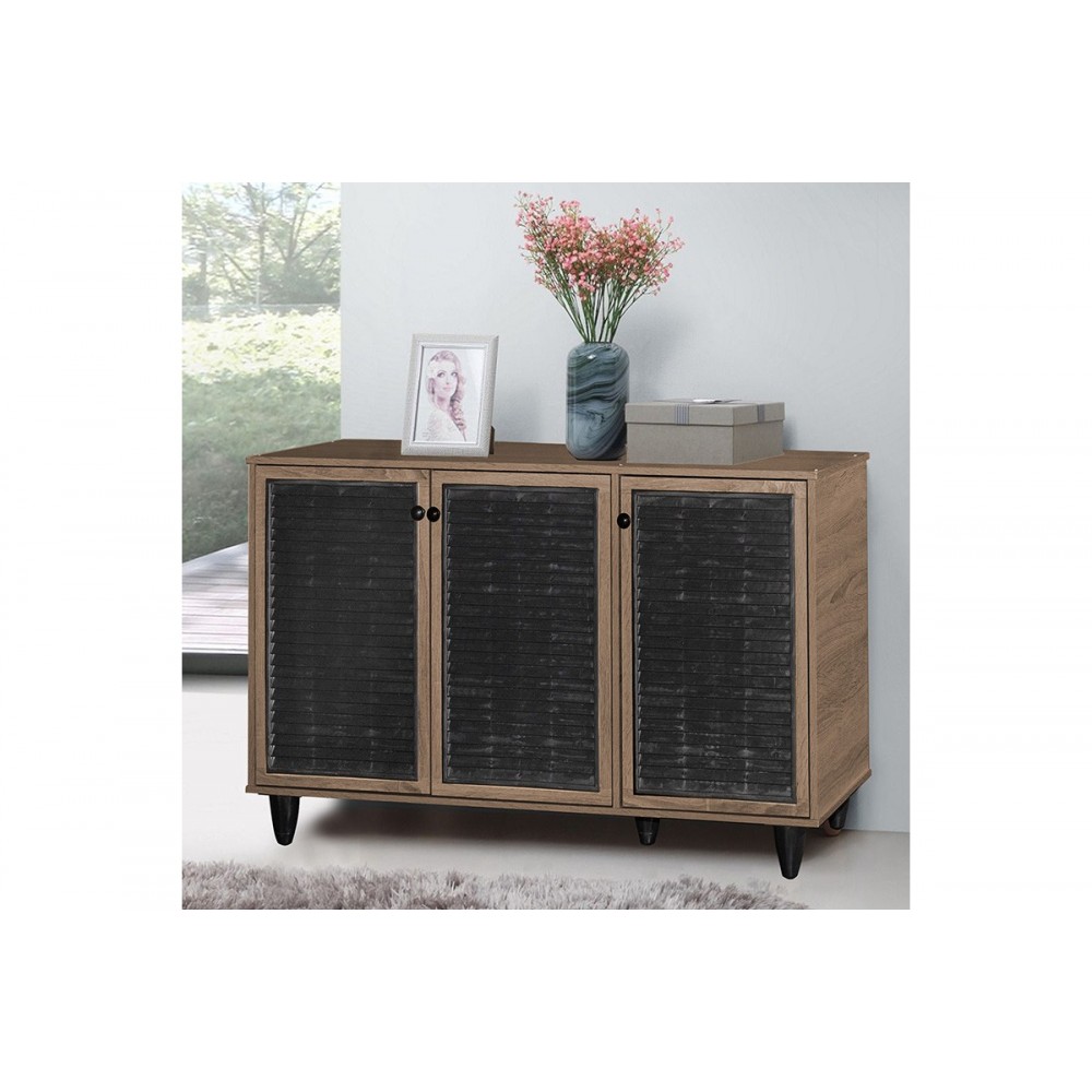 Παπουτσοθήκη "RONAN" σε χρώμα καρυδί/μαύρο 105x35x66