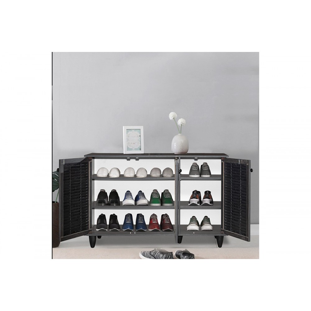 Παπουτσοθήκη "RONAN" σε χρώμα βέγγε/μαύρο 105x35x66