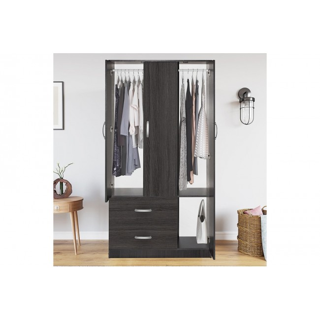 Ντουλάπα "ZELIA" τρίφυλλη με συρτάρια σε χρώμα βέγγε 90x42x180