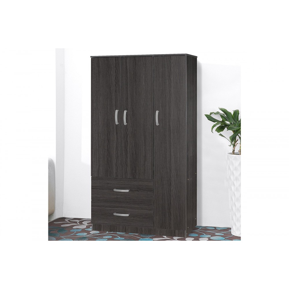 Ντουλάπα "ZELIA" τρίφυλλη με συρτάρια σε χρώμα βέγγε 90x42x180