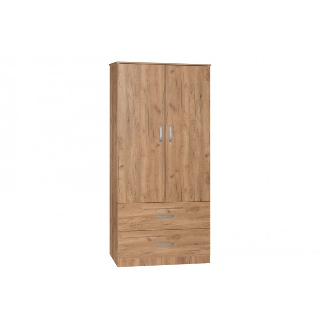 Ντουλάπα "ZELIA" δίφυλλη με συρτάρια σε χρώμα φυσικό 79x42x180