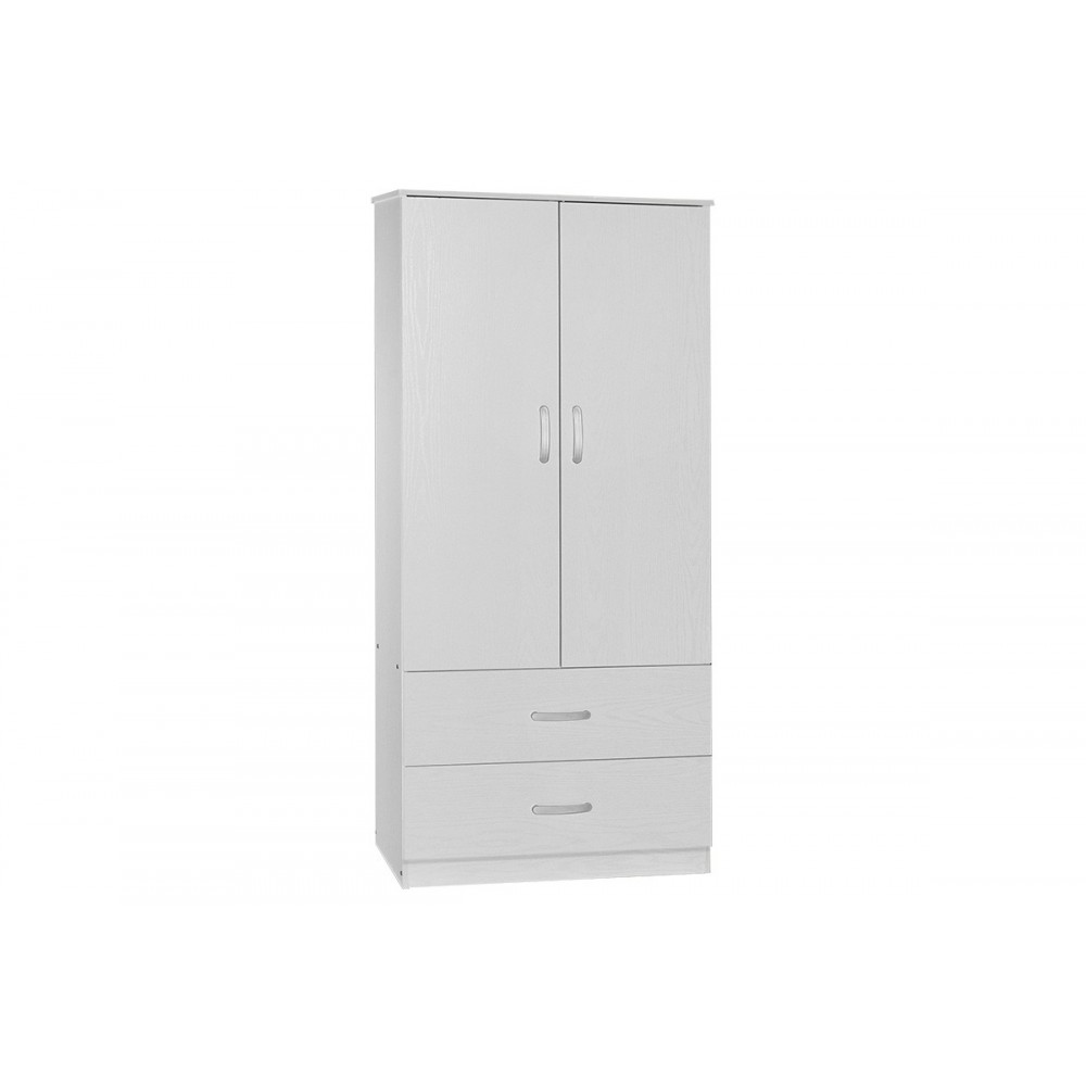 Ντουλάπα "ZELIA" δίφυλλη με συρτάρια σε χρώμα λευκό 79x42x180