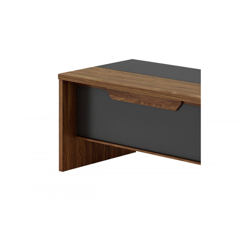 Γραφείο "OSCAR" αριστερή γωνία σε χρώμα καρυδί/ανθρακί 200x95x76/180x50x68