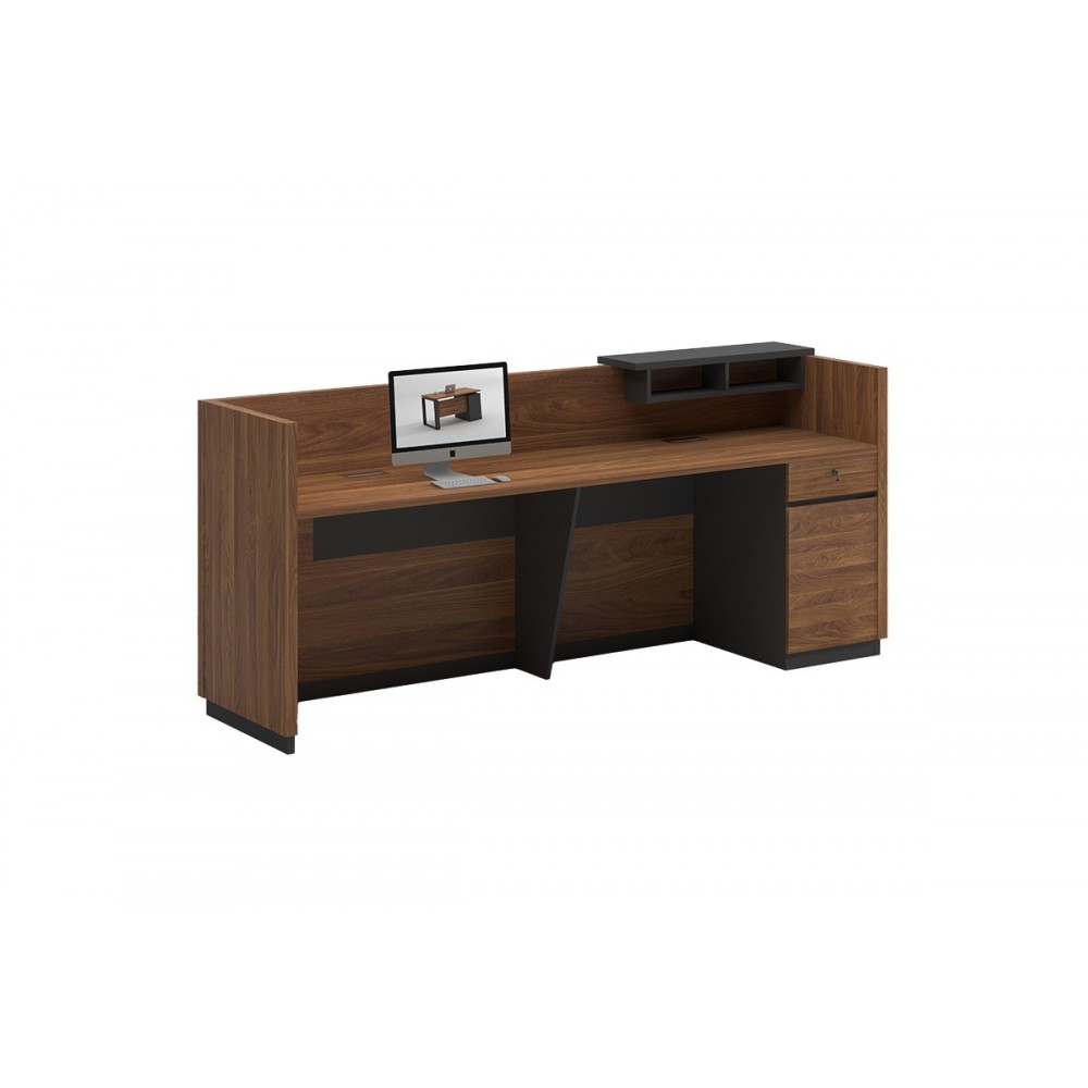 Γραφείο reception "OSCAR" σε χρώμα καρυδί/ανθρακί 180x65x76