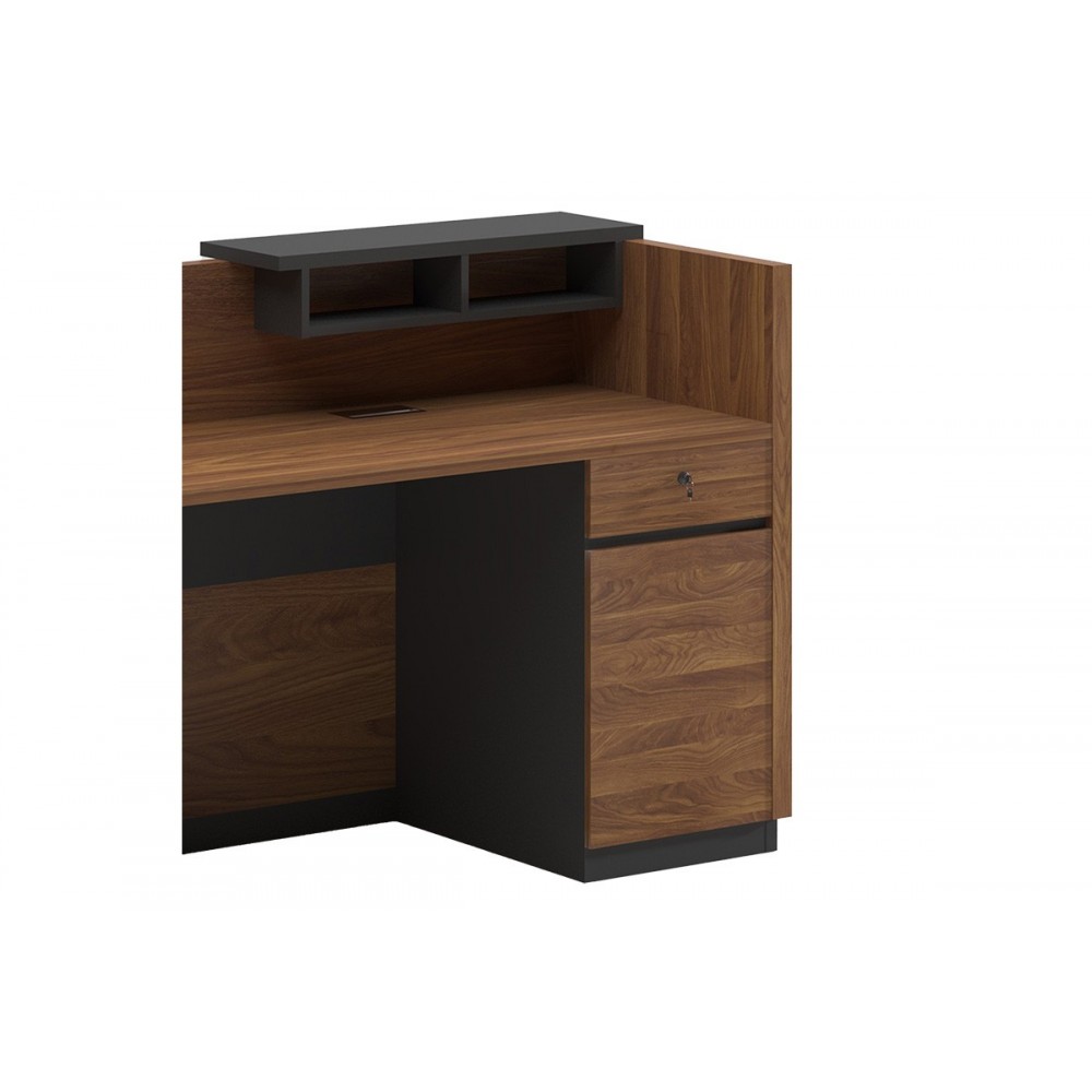 Γραφείο reception "OSCAR" σε χρώμα καρυδί/ανθρακί 180x65x76
