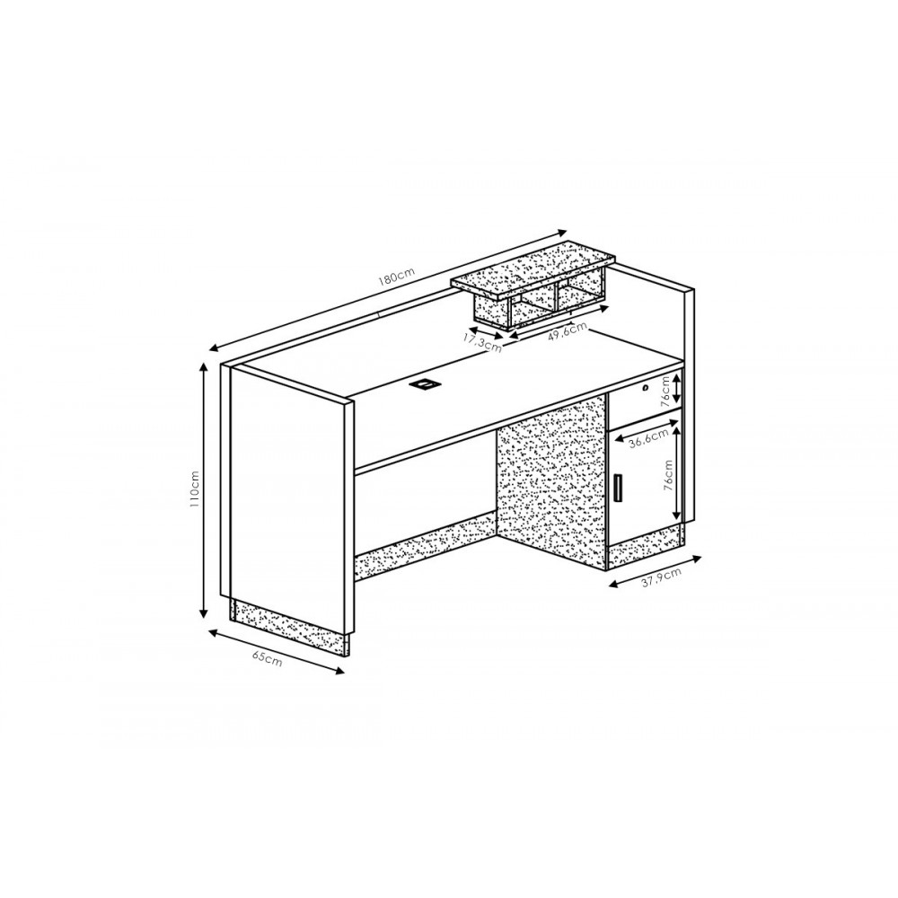 Γραφείο reception "OSCAR" σε χρώμα καρυδί/ανθρακί 180x65x76