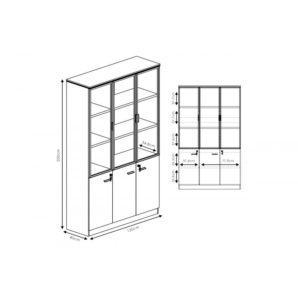Ντουλάπα "OSCAR" σε χρώμα καρυδί/ανθρακί 120x40x200