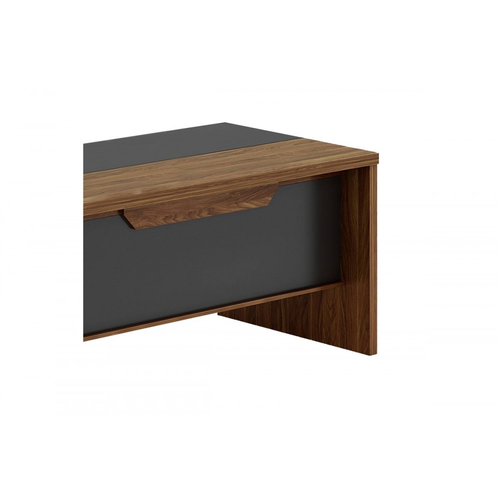 Γραφείο "OSCAR" δεξιά γωνία σε χρώμα καρυδί/ανθρακί 200x95x76/180x50x68