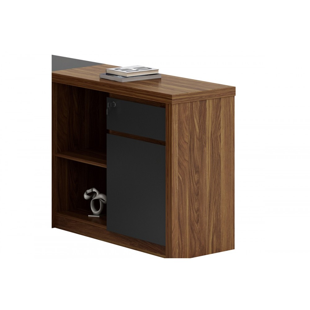 Γραφείο "OSCAR" αναστρέψιμη γωνία σε χρώμα καρυδί/ανθρακί 200x100x76/88,6x40x76