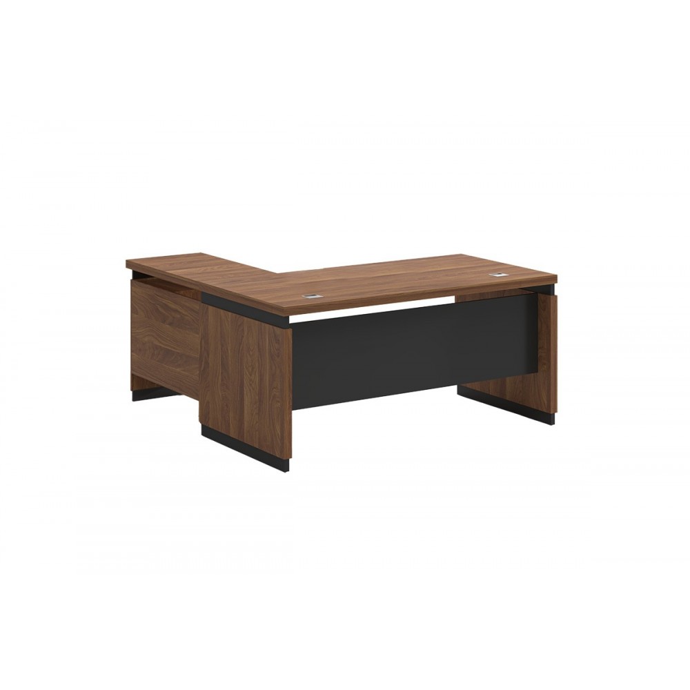 Γραφείο "OSCAR" αναστρέψιμη γωνία σε χρώμα καρυδί/ανθρακί 180x90x76/80x45x76